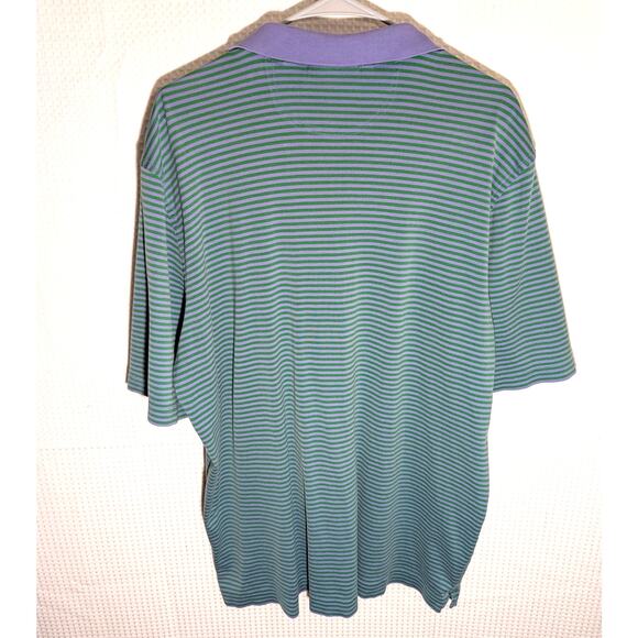 Bobby Jones XXL Polo Shirt Purple Green Stripe Pima Cotton Peruvian Golf Mens - Picture 4 of 5